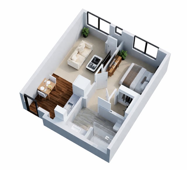 Modern isometric apartment interior design